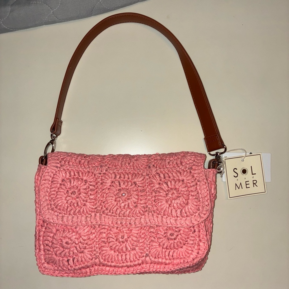 Pink Crochet Shoulder Bag